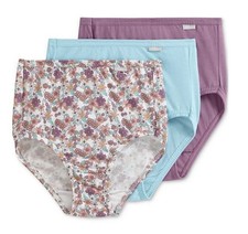 New Jockey Women's size 8 Underwear Elance Cotton Briefs 3 Pack BLue Floral
