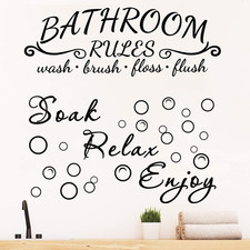 2 Bathroom Decals Sticker Soak Relax Enjoy Toilet Rules Decor Vinyl Quote Decor