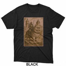 Medieval Knight Riding a Persian Cat Rider Surreal Feline T-Shirt