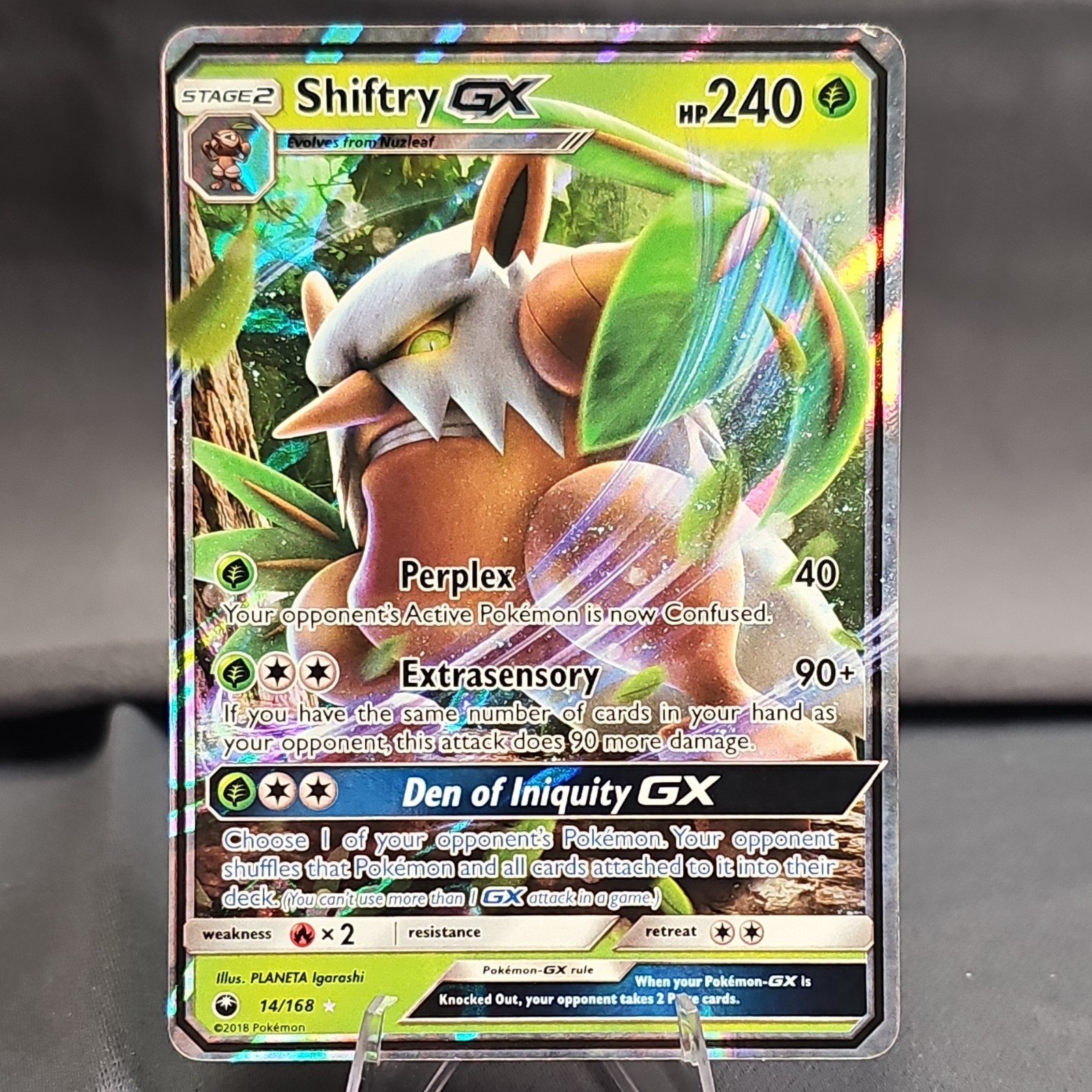 Pokémon Shiftry GX Ultra Rare Holo 14/168 SM Celestial Storm 2018 NM