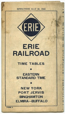 #ad 1943 Erie Railroad Time Tables New York To Buffalo Port Jervis Binghamton $14.99