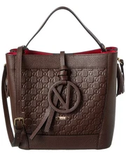 Valentino By Mario Valentino Callie Medallion Leather Shoulder Bag Women's Brown