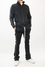 Rebel Minds Mens Side Piping Flare Stacked Track Suit Matching Jacket and Pants