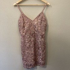 Express Lace Bodycon Mini Dress Dusty Rose Wedding Guest Party Event Sz 6 Petite