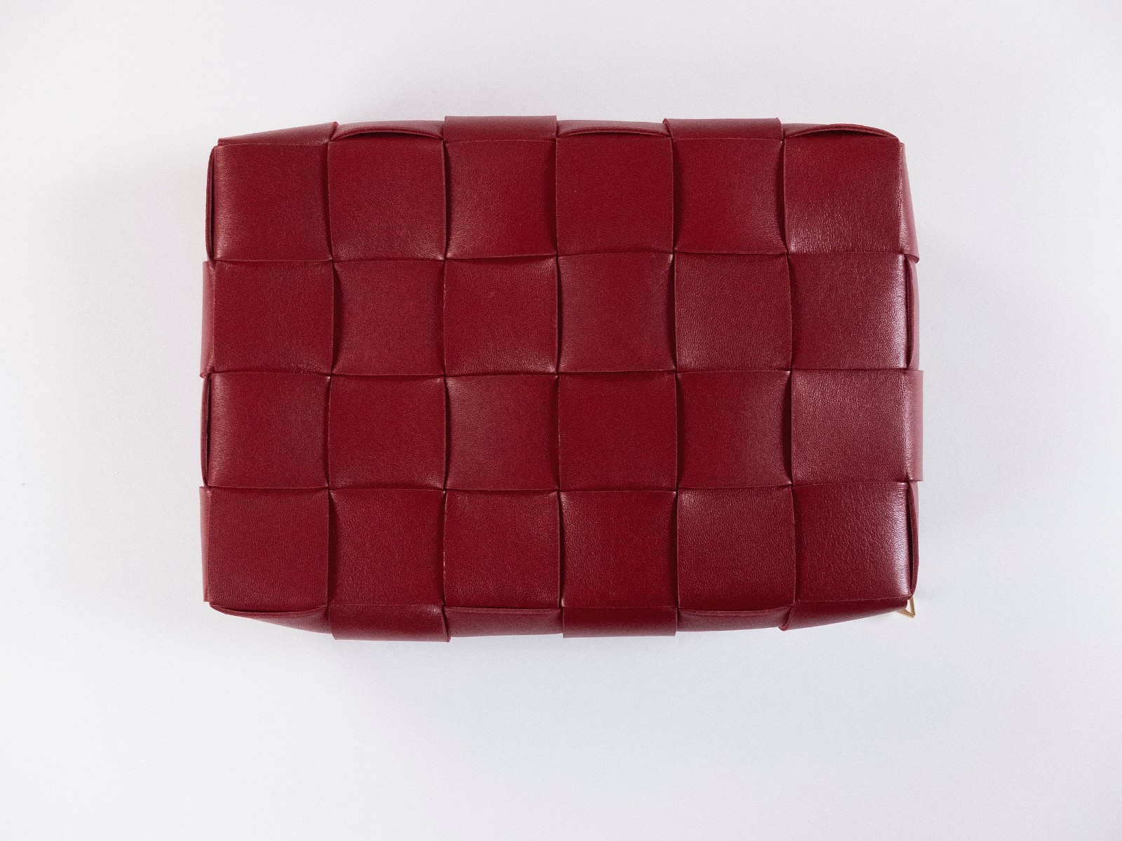 (NO CUSTOMS TAX) BOTTEGA VENETA red intrecciato leather organizer / clutch bag thumbnail 5