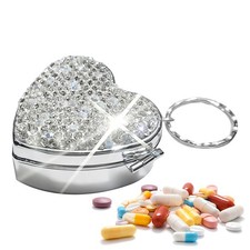 Heart Pill Organizer Portable Medication Container Mini Supplement Bling Shining