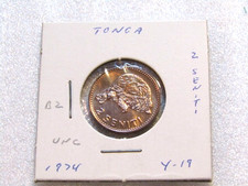 1974 Tonga 2 Seniti Bronze unc Coin Tortoise