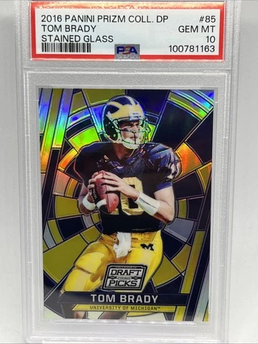 2016 Panini Prizm Collegiate Draft Picks #85 Tom Brady Stained Glass PSA 10 Mint