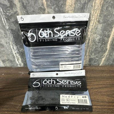 6th Sense Soft Plastic Worm Lot Divine Shakey 6.3 + NedFry 4.6, 10ct