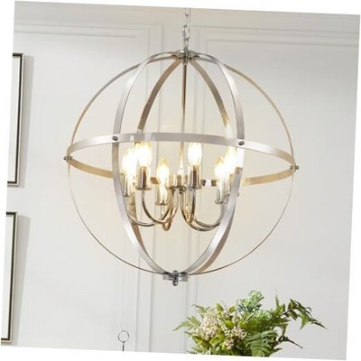 DLLT 6-Light Chrome Globe Pendant Light Fixtures, Industrial Sphere Pendant 
