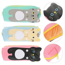 3 Pcs Canvas Zipper Pouch Pen Case Pencil Container Marker Organizer Bag