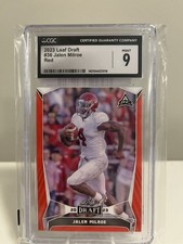 Jalen Milroe Alabama 2023 Leaf Draft Red #36 Mnt 9 CGC