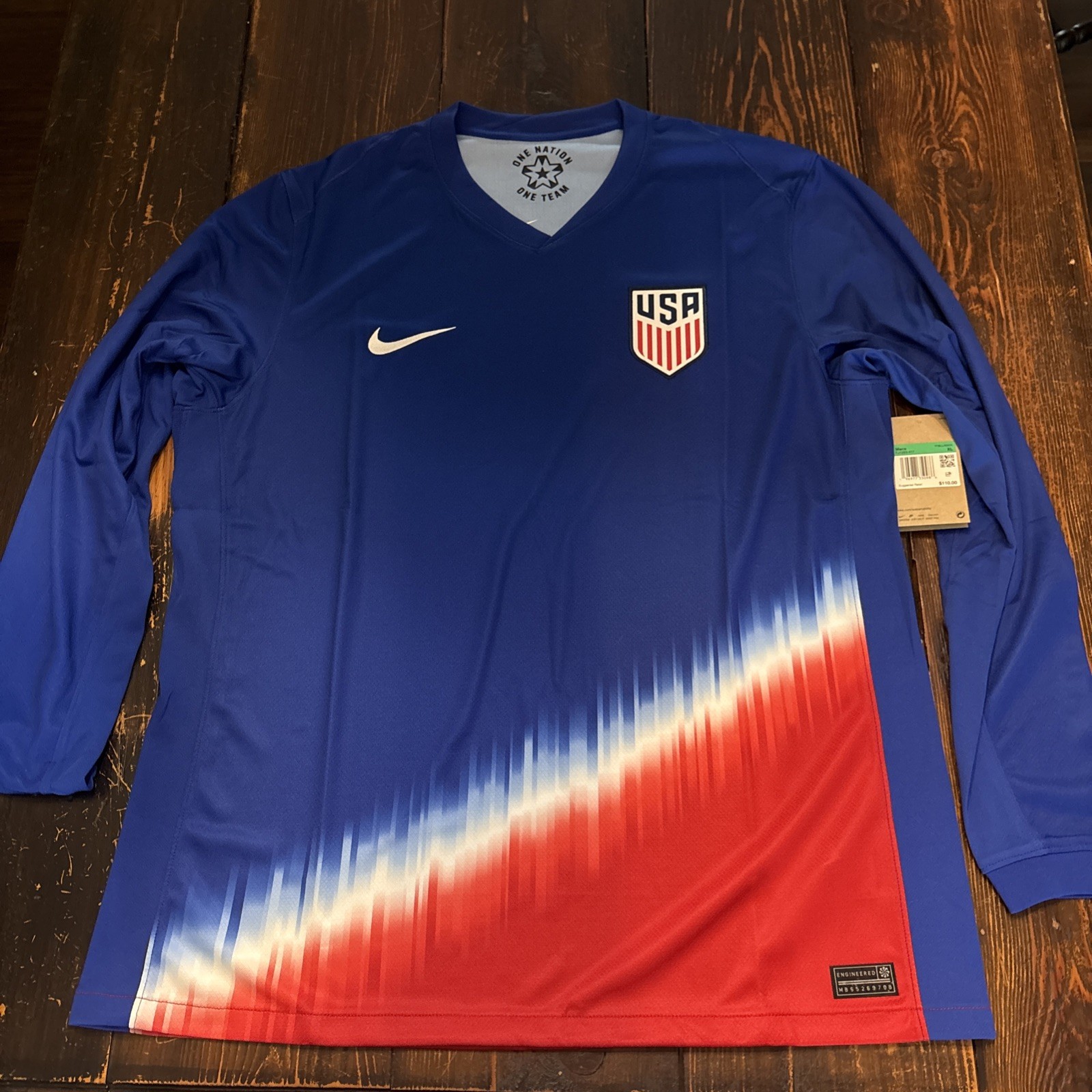 Nike USA 2024 Away Long Sleeve Soccer Jersey USMNT FJ1263-417 Men's Sz XL