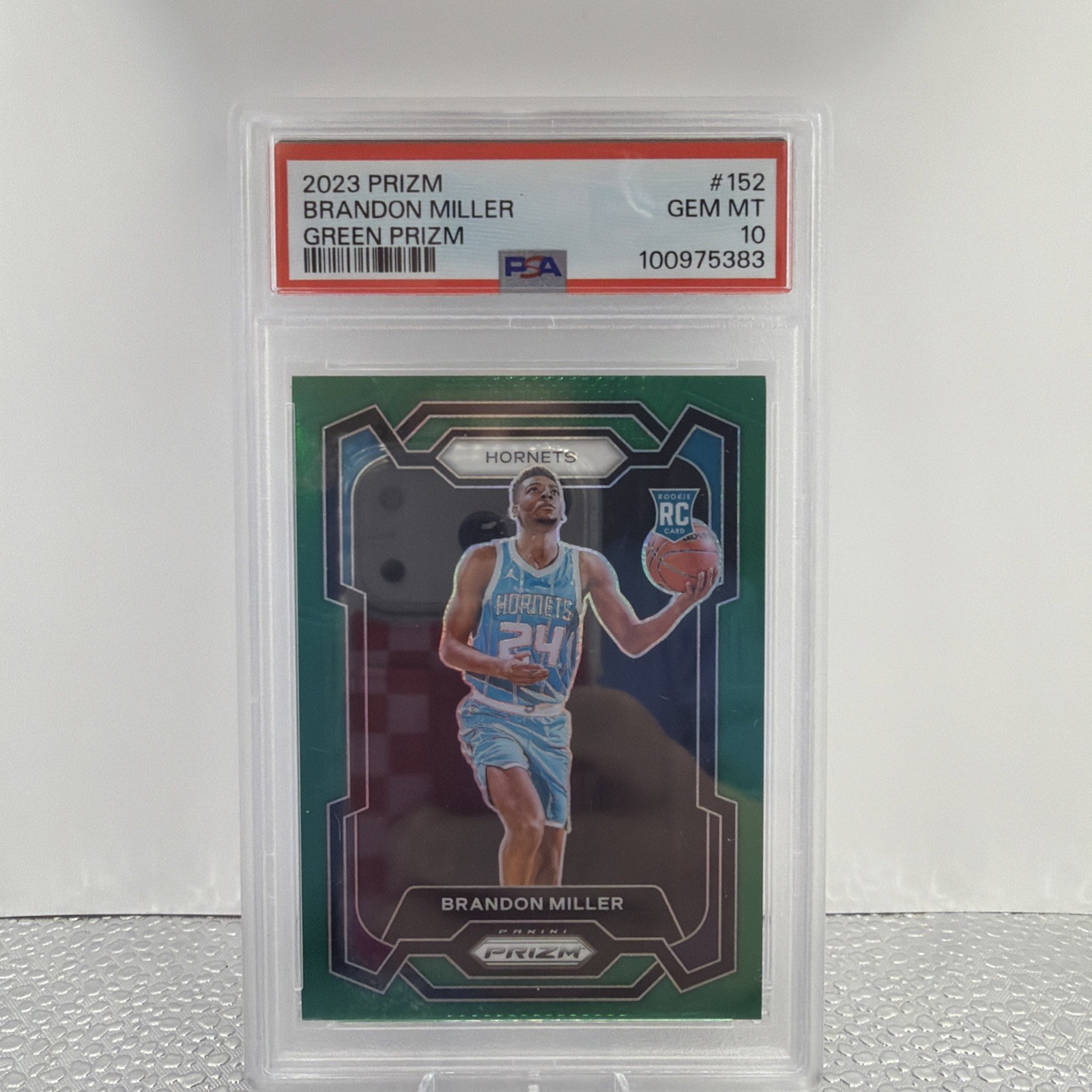 2023 Panini Prizm #152 Brandon Miller RC Green Prizm PSA 10 Charlotte Hornets