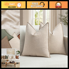 Thick Textured Euro Sham Pillow Covers 26x26" Natural Linen Decorative Cushion