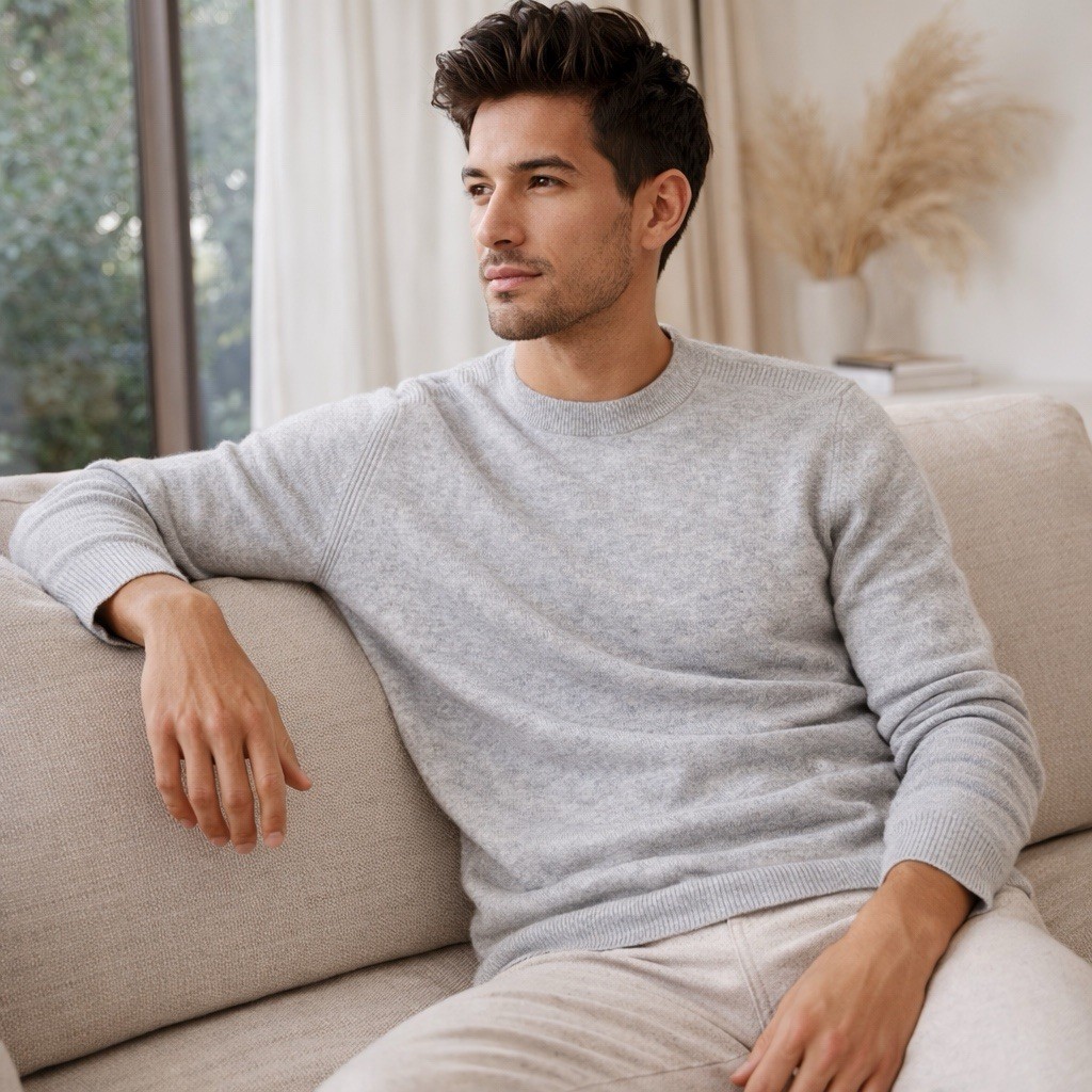 Vince Sweater Mens Medium Gray Cashmere Crew Neck Lightweight Luxury Casual