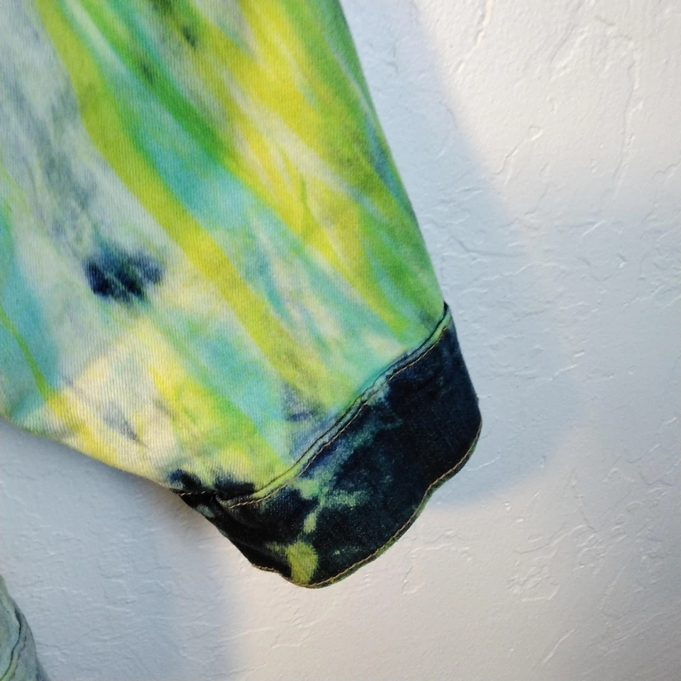 Lori Goldstein LOGO DENIM Jacket Womens 16 Tie Dye Blue Green Limited Edition - Image 4 of 4