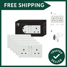 Image of Trendi 2 Gang 13 Amp Switched Plug Socket White Trade Pack x5 ART-