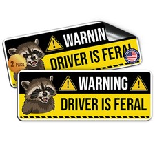 Magnet Me Up Warning: Driver is Feral Funny Car Magnet, 3x8 Inch, 2 Pack