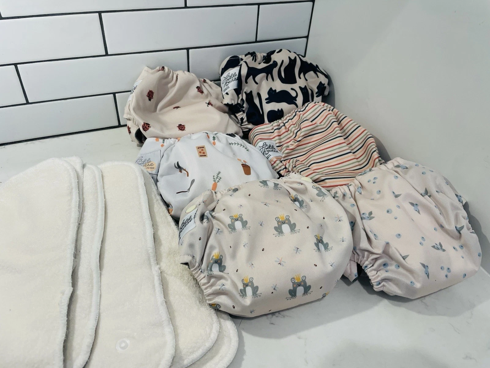 Lot of La Petite Ourse Cloth Diapers (6) Adjustable Size Assorted Colors
Opens in a new window or ta