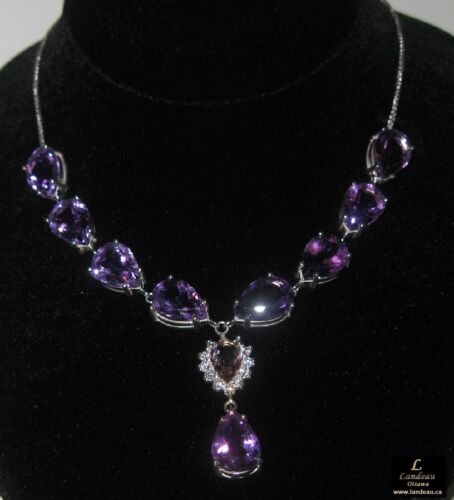  38.4 ct amethyst gemstone sterling silver necklace    - Picture 1 of 7