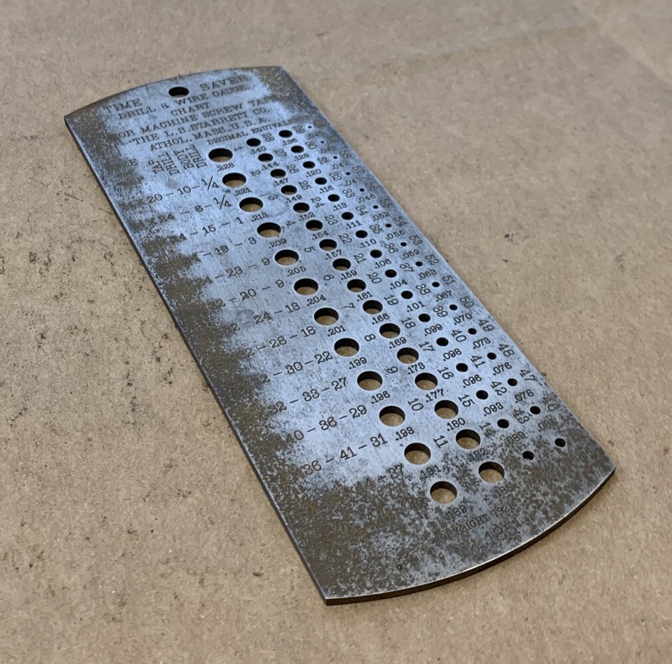 Starrett Drill & Wire Gauge Chart No. 185 Machinist Tools USA eBay