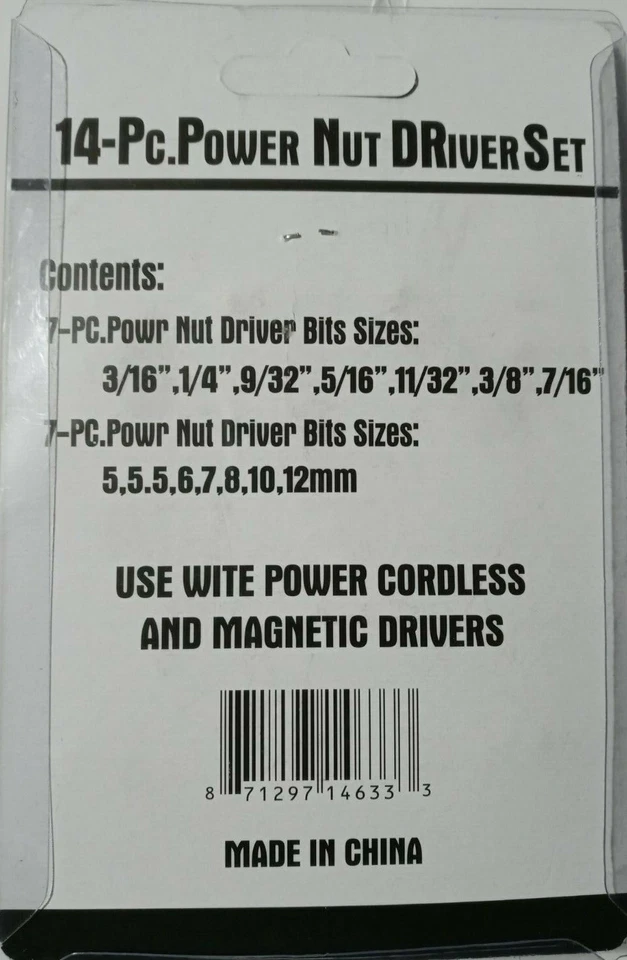 14PC Power Nut Driver Drill Bit Set Socket Bit Adapter metric & SAE Socket for W - Image 2 of 4