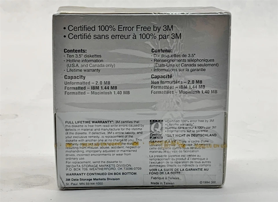 3M High Density DS HD 3.5" Diskette 12513 10-Pack New LOT 25 (250 Total Disk) — 第 4/4 张图片