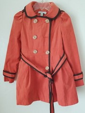 Richie House Girls Orange Belted Pleat Peacoat Jacket Size 6/7