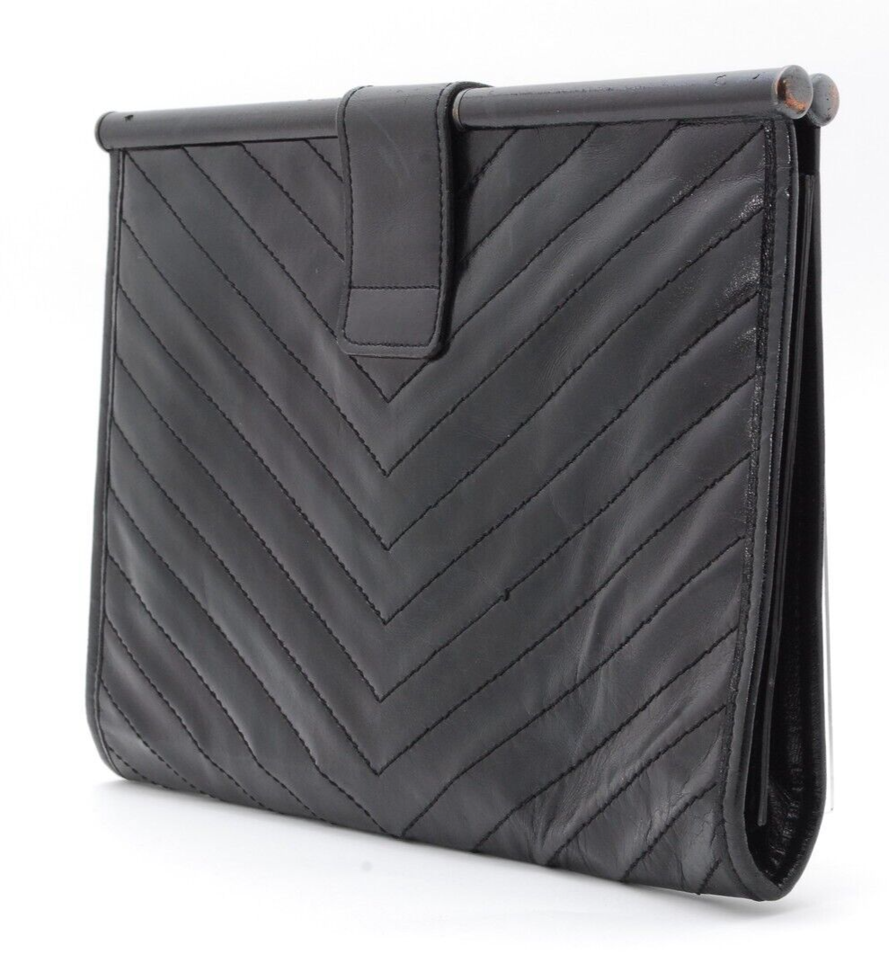 Borsa pochette Yves Saint Laurent YSL in pelle nera originale #A90