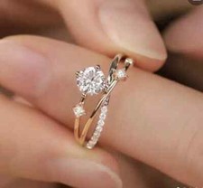 Art Deco Style Lab-Created Diamond Round Cut Proposal Ring 14k Rose Gold Finish