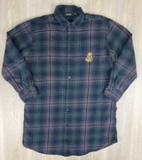 Lauren Ralph Lauren Embroidered Nightgown Flannel Plaid Button Down Shirt Small