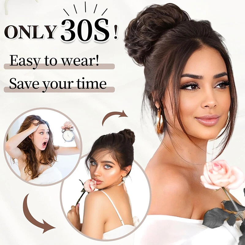 100% Wie Echthaar Dutt Haargummi Lockig Extensions Haarteil Messy Bun Haarknoten - Bild 3 von 4