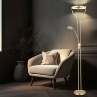 Deckenfluter Stehlampe Standleuchte Flexo Lesearm Messing Dimmer Led HöHe 194 Cm