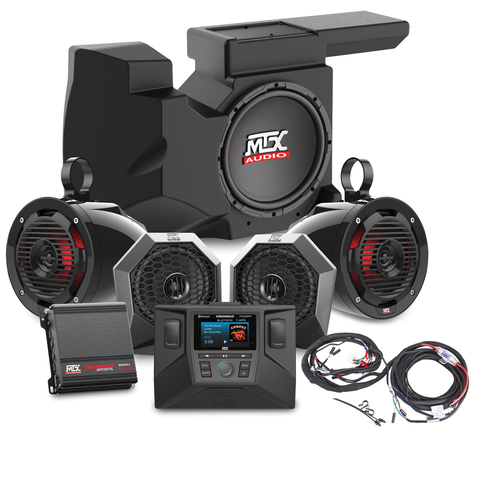 4 Динамики Усилитель Ресивер Комплект приборной панели сабвуфер с питанием для Polaris RZR XP1000900 2014-18 годов выпуска 174690₽