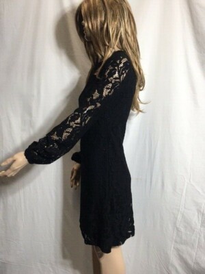 Women's NWT Ralph Lauren Black Floral Lace Sleeve Sheath Dress