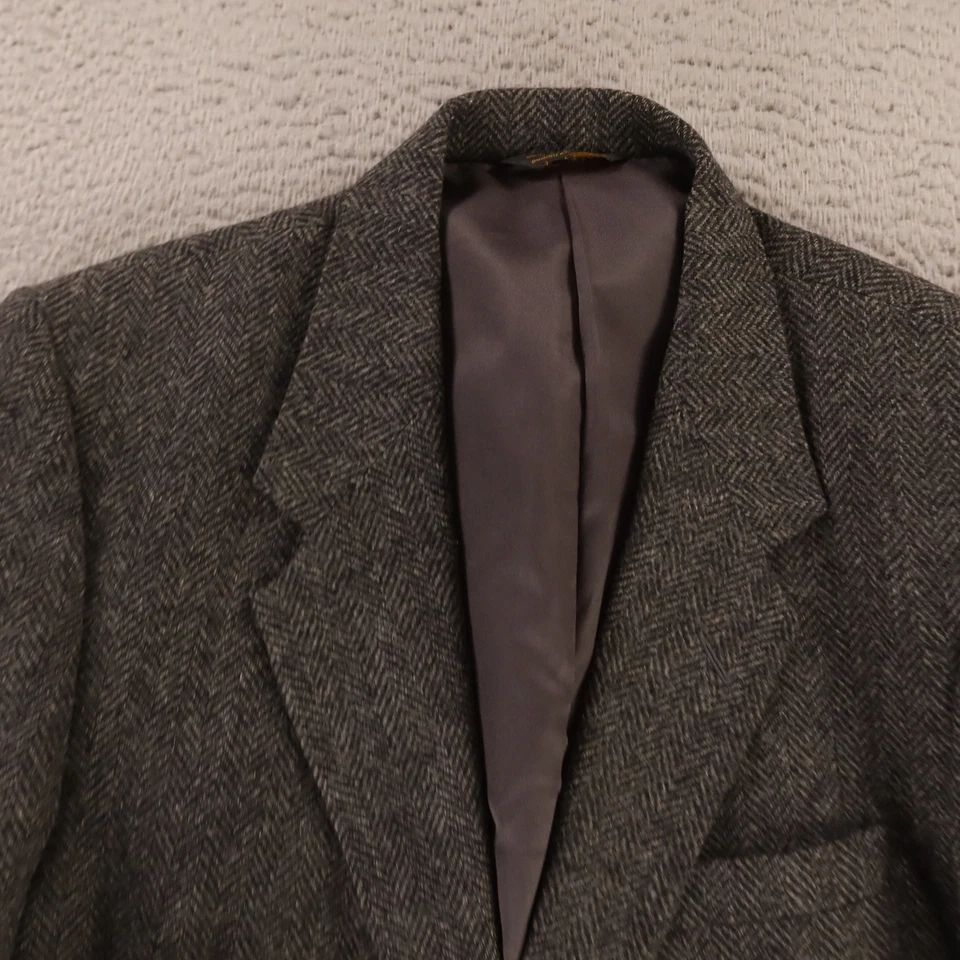 Chaqueta de Tweed de Colección M Gris Espiga 100% Lana Lana Blazer Abrigo Deportivo 42R Foto 2 de 4