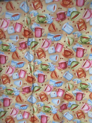 ''Let's Do Coffee''  Cotton Fabric by   Galacy Collection/ EE Schenck Co.   24''x44