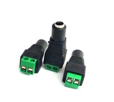 3-Pk 2.1mm DC Female Power Jack To Solderless Terminals For CCTV Camera LED Lite