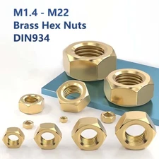 M1.4 M1.6 M2 M2.5 M3 M4 M5 - M22 Brass Hex Nuts DIN934 Metric Full Nuts Fastener
