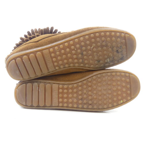 Zapatos mocasines MINNETONKA cuero rugoso flecos marrón coñac talla 39 - Imagen 5 de 5