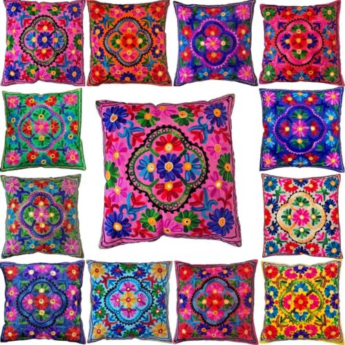 Indian Cushion Covers Suzani Covers Wool Embroidered kashmir Boho Case 40 cms uk - 第 1/15 張圖片