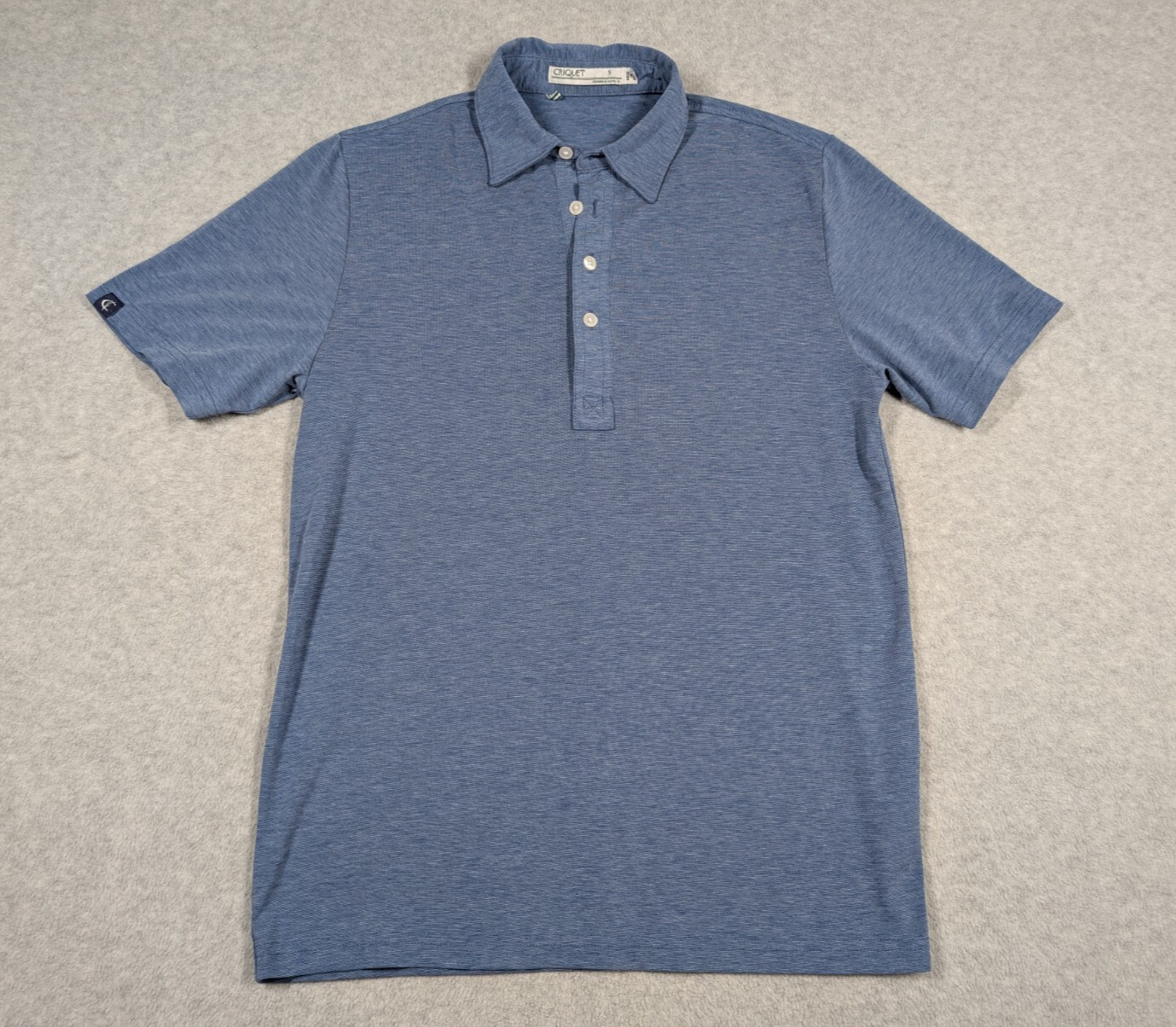 Criquet Men Shirt Small Heather Blue 4 Button Stretch Golf Performance