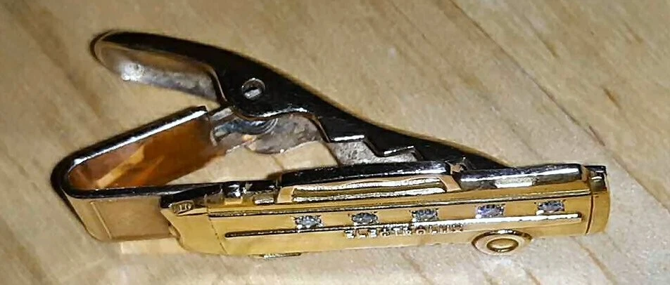 SUPER RARO - Clip de broche de corbata de diamante genuino oro 10K antiguo vintage ELECTROLUX Foto 2 de 4