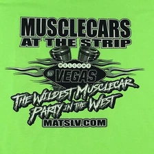 Muscle Cars At The Strip Lime Green Las Vegas Tee T-Shirt Men XL