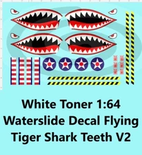 White Toner 1:64 Waterslide Decal Flying Tiger Shark Teeth V2