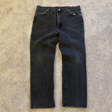 Wrangler Jeans Black Label Mens 36x30 Western Straight Leg Black Faded 933 SEWK