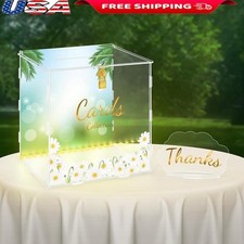 Lockable Acrylic Wedding Card Box W/ Light String Gifts Money Envelope Decor New
