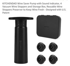 Wine Saver Pump with Sound Indicator, 4 Vacuum Stoppers  Storage Box
