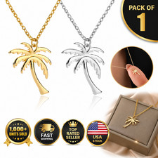 HPTOTMG Coconut Palm Tree Necklace Women Gold Color Stainless Steel